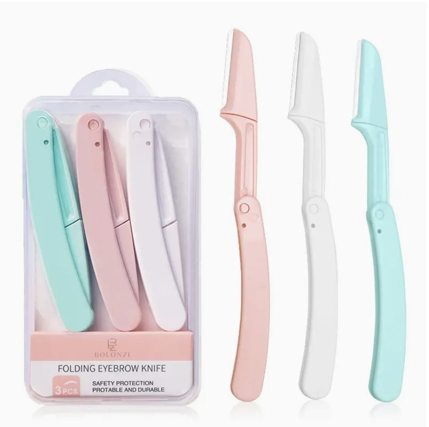 Eyebrow Trimming Scissors Free 3 Pcs Folding Eyebrow Trimmer