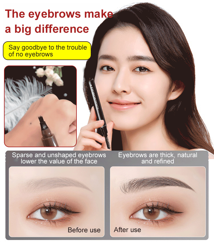 š Waterproof and sweat-proof 4-pronged eyebrow pencil