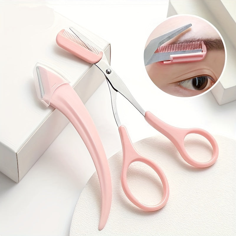 Eyebrow Trimming Scissors Free 3 Pcs Folding Eyebrow Trimmer